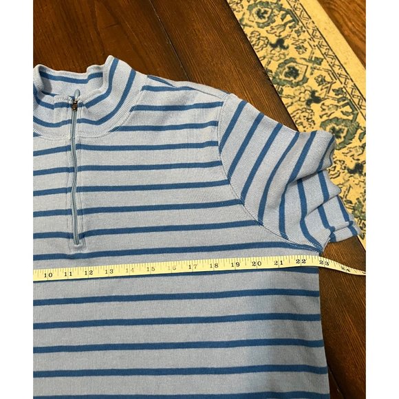L.L.Bean Blue Striped long Sleeve Pullover Quarter Zip Sweater Women's 2X - Picture 5 of 6